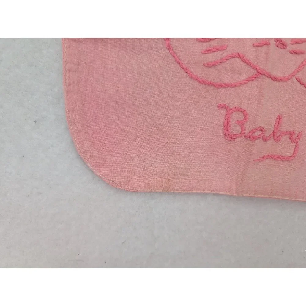 Vintage Baby Bib Pink Bunny Rabbit - Flaws